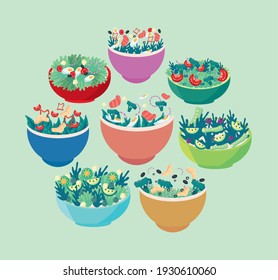 healthy bowls salads, fresh food