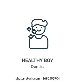 Healthy boy outline vector icon. Thin line black healthy boy icon, flat vector simple element illustration from editable dentist concept isolated stroke on white background