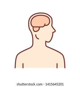 Healthy brain color icon. Human organ in good health. People wellness. Functioning nervous system. Internal body part in good shape. Wholesome mental health. Isolated vector illustration