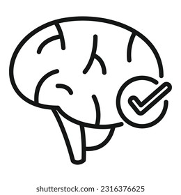 Healthy brain icon outline vector. Shield system. Human body