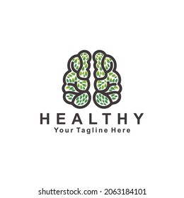 Healthy brain logo with modern concept, Healthy leaf logo with modern concept
