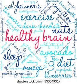 Healthy Brain word cloud on a white background. 