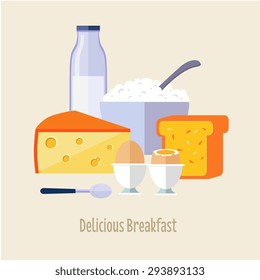 Healthy Breakfast Breakfast concepts French Breakfast and Nutritious Breakfast vector illustration