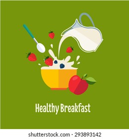 Healthy Breakfast concepts French  and Nutritious vector illustration เวกเตอร์สต็อก