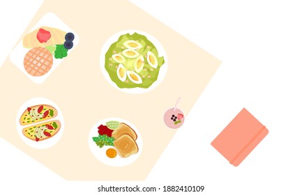 A healthy breakfast consists of several dishes. a vector graphics