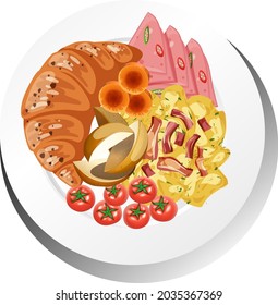 Healthy breakfast dish isolated illustration