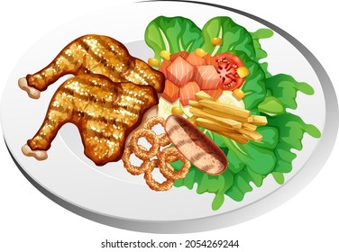Healthy breakfast dish isolated illustration