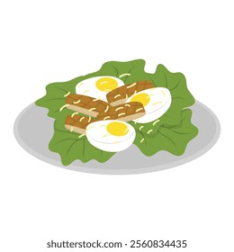 Healthy Breakfast Food Vector Illustration - Caesar Salad