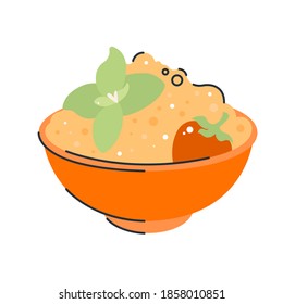 Healthy breakfast oatmeal with berries. Vector illustration.