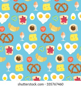 healthy breakfast pattern with blue background