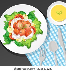 Healthy Breakfast Set On Table Illustration Stock Vector (Royalty Free ...