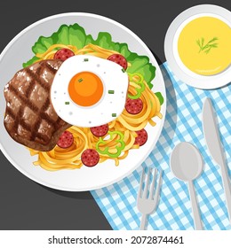 Desayuno saludable en la ilustración de la mesa