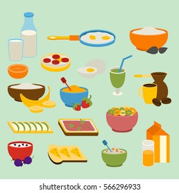 Healthy breakfast vector set.