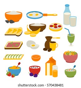 Healthy breakfast vector set.