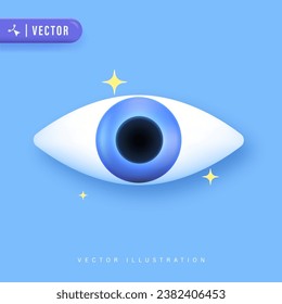 Healthy and Bright Eye 3D Icon Vector Illustration. Identification, health, research, optics concept. 3d vector icon. Cartoon minimal style.