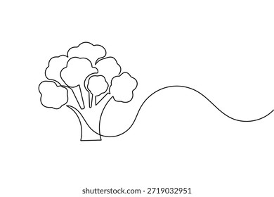 Floret de brócolis saudável arte de linha contínua única