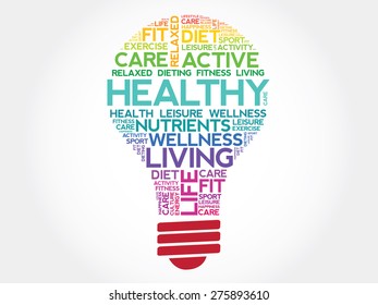 HEALTHY bulb word cloud, health concept