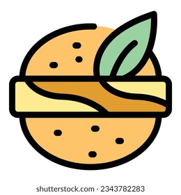 Healthy burger icon outline vector. Legume nut. Soy natural color flat