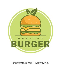 Plantilla de logotipo de hamburguesa saludable, logotipo adecuado para restaurante y café