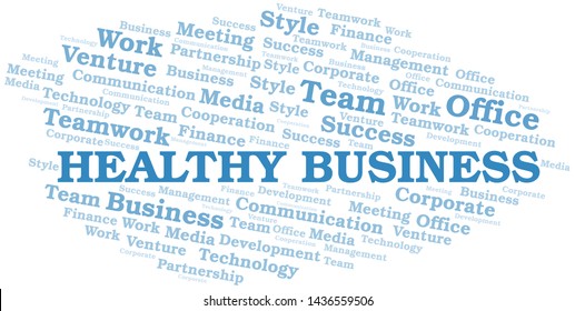 Healthy Business word cloud. Collage made with text only.