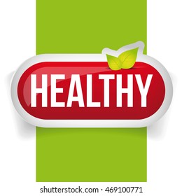 Healthy button vector with leaves