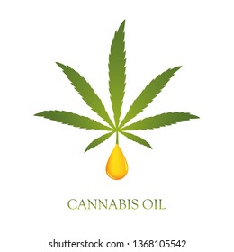 Healthy Cannabis Cbd Oil Drop Vector Illustration EPS10