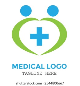 Logo de servicios médicos del corazón de cuidado saludable diseño encantador