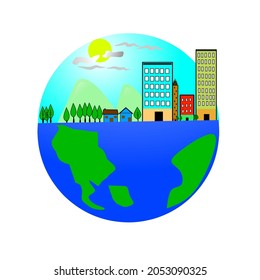healthy and caring earth illustration, pollution-free environmental care vector