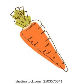 Healthy Carrot Vegetable Food in Line Art Style