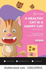 A Healthy Cat Is A Happy Cat Flyer Design Template. 