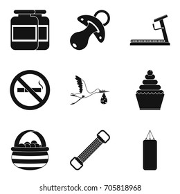 Healthy child icons set. Simple set of 9 healthy child vector icons for web isolated on white background