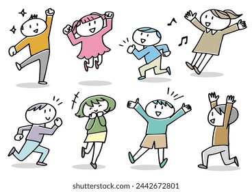 Niños sanos, varios conjuntos de pose