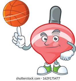 a Healthy chinese red tops toy cartoon character playing basketball