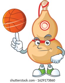 a Healthy chinese wine bottle cartoon character playing basketball