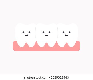 Healthy clean teeth character icon. Healthcare, dental, medicine, treatment, hygiene, oral care concepts. Flat cartoon vector design isolated illustration.