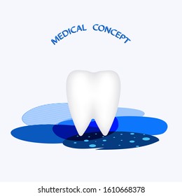 Healthy Clean Teeth. Tooth and toothbrushes - abstract blue spots on a light background - art, vector. International Dentist Day. Happy Dentist Day.