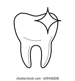 Healthy clean tooth icon, sparkling after brushing, good for teeth poster for medical clinic, professional whitening image, stomatology pictogram, beauty and care concept. Vector illustration