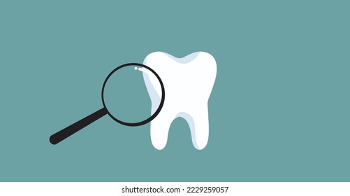 
Healthy Clean White Molar tooth Being Examined with a Magnifier . Conceptual illustration of a tooth being examined by the dentist 
