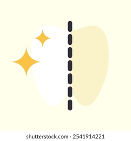 Ícone de comparação de dentes amarelos e limpos saudáveis. Saúde, odontologia, medicina, tratamento, higiene, conceitos de cuidados bucais. Ilustração isolada de design de vetor plano.