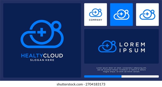 Diseño de logotipo de nube saludable con cruz