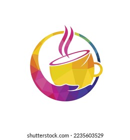 Healthy coffee and tea care vector logo design template.
