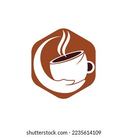 Healthy coffee and tea care vector logo design template.