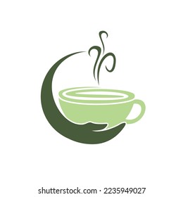 Healthy coffee and tea care vector logo design template.