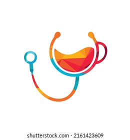 Healthy coffee vector logo design. Doctors stethoscope with coffee cup logo design.	