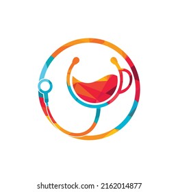 Healthy coffee vector logo design. Doctors stethoscope with coffee cup logo design.	