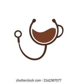 Healthy coffee vector logo design. Doctors stethoscope with coffee cup logo design.	