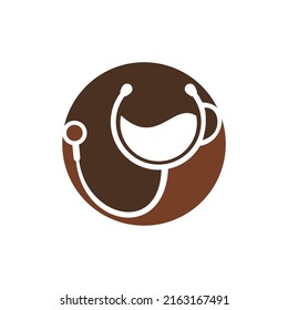 Healthy coffee vector logo design. Doctors stethoscope with coffee cup logo design.