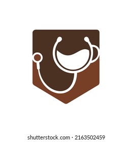 Healthy coffee vector logo design. Doctors stethoscope with coffee cup logo design.