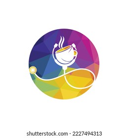 Healthy coffee vector logo design. Doctors stethoscope with coffee cup logo design.	