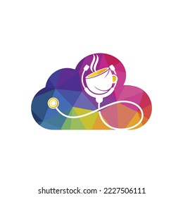 Healthy coffee vector logo design. Doctors stethoscope with coffee cup logo design.	